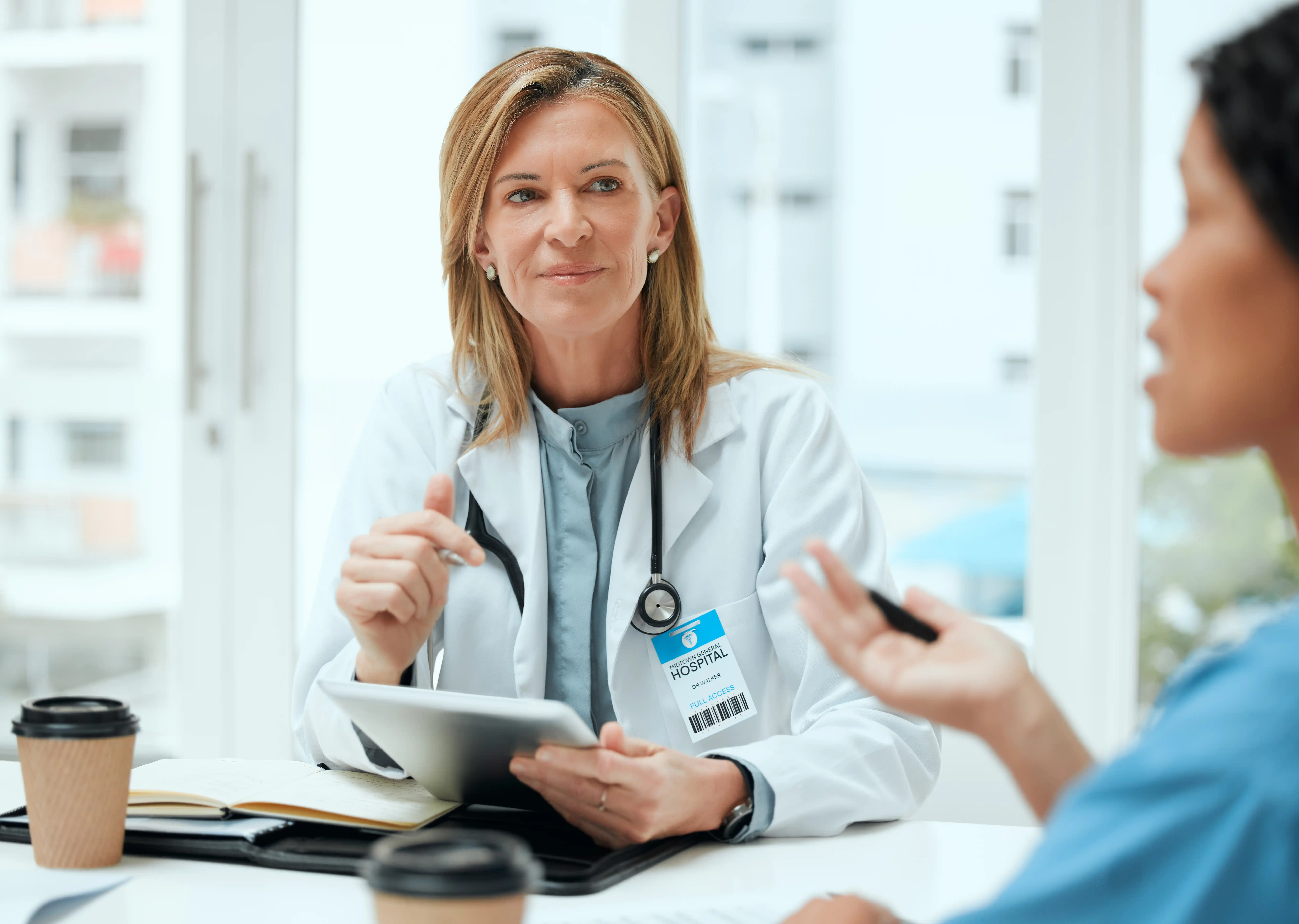 Shot of a group of doctors in a meeting at a hospital.