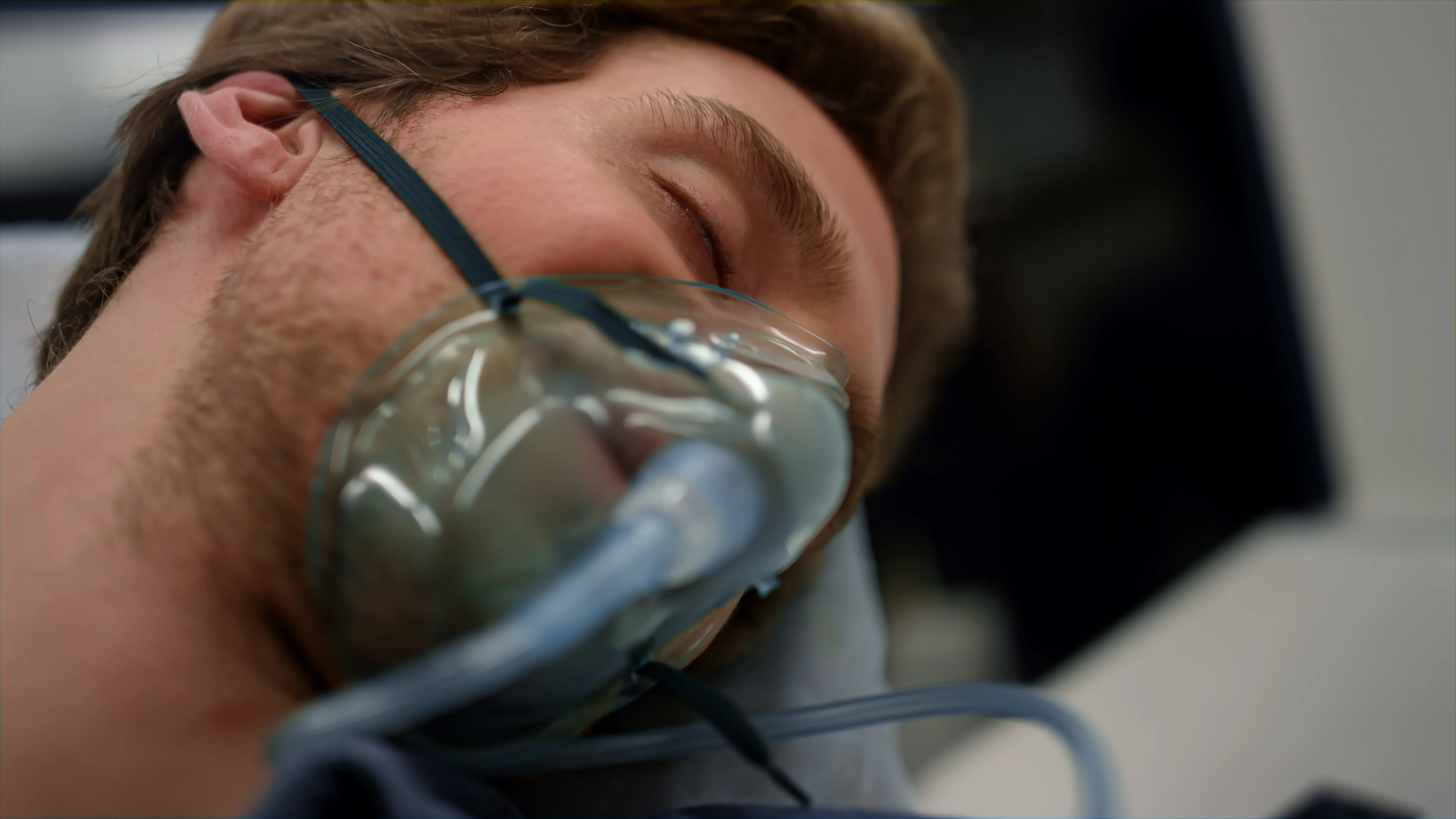 Man Resting with CPAP in Bed