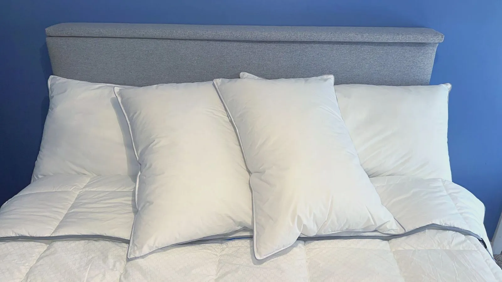 FluffCo pillows over the bed in the Sleepiverse studio