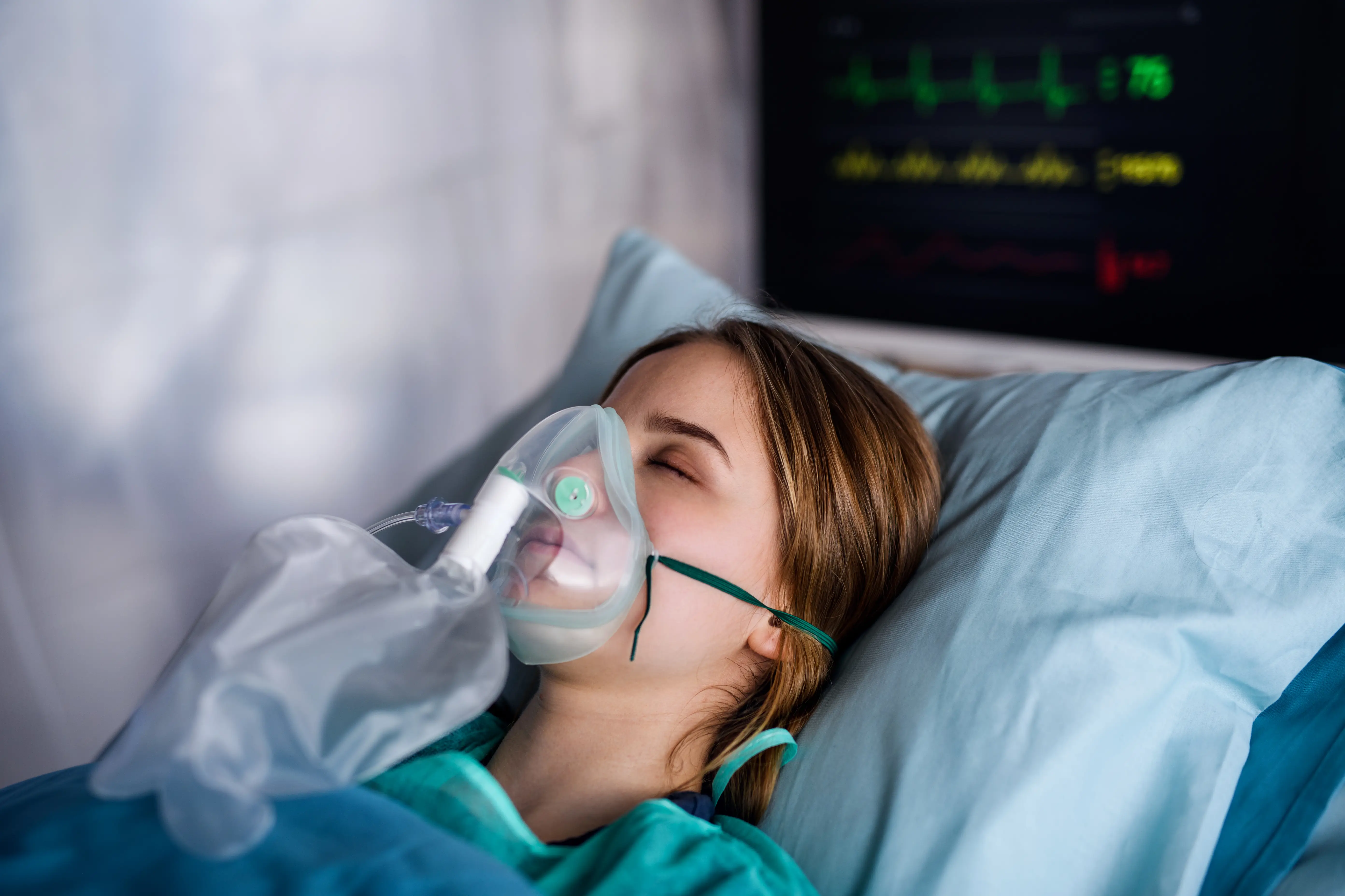 Young infected patient sleeping