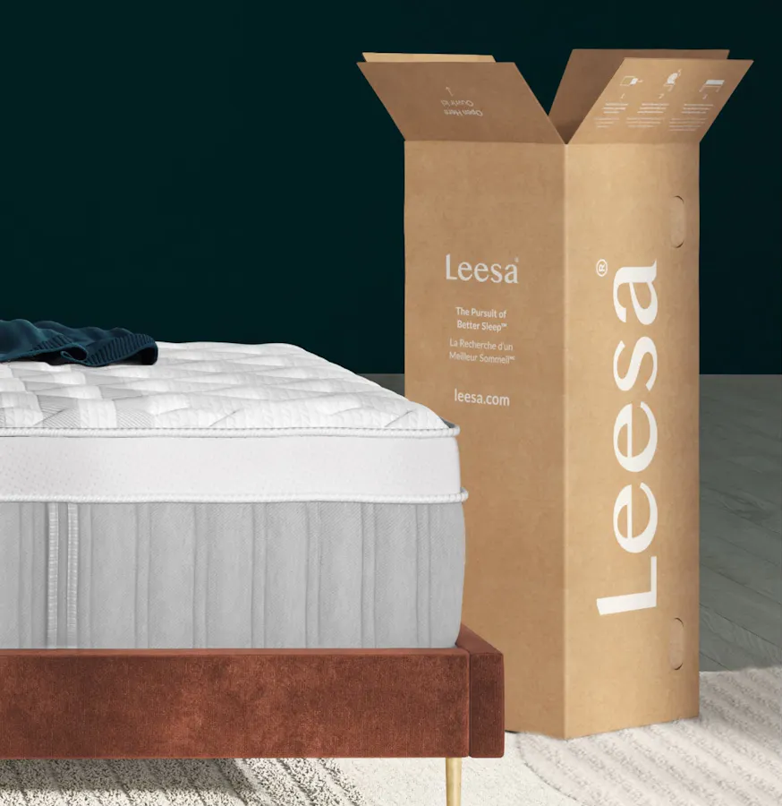 Leesa Sapira Chill mattress next to leesa box