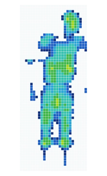 Cell-grid pressure distribution recorded while stomach sleeping on the Casper Atlas Hybrid