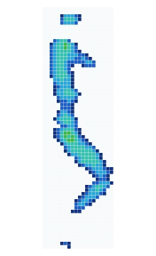 Cell-grid pressure distribution recorded while side sleeping on the Helix Dusk
