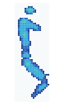 Cell-grid pressure distribution recorded while side sleeping on the Helix Plus