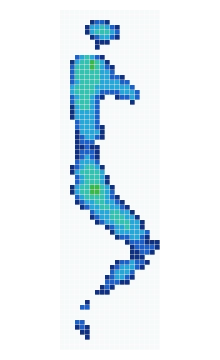 Cell-grid pressure distribution recorded while side sleeping on the Helix Twilight