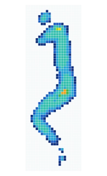 Cell-grid pressure distribution recorded while side sleeping on the IKEA Morgedal