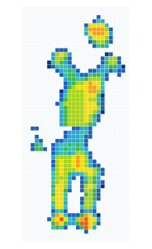 Cell-grid pressure distribution recorded while stomach sleeping on the IKEA Morgedal