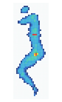 Cell-grid pressure distribution recorded while side sleeping on the IKEA Valevag