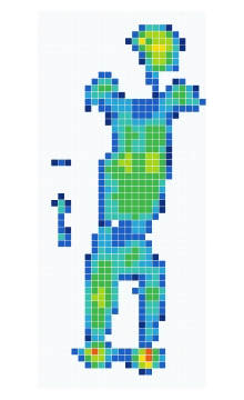 Cell-grid pressure distribution recorded while stomach sleeping on the IKEA Vesteroy