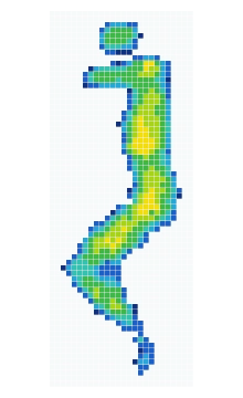 Cell-grid pressure distribution recorded while side sleeping on the Logan & Cove Frontier