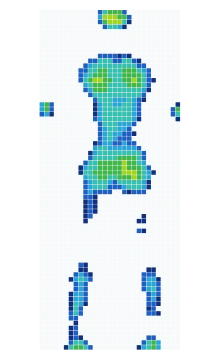 Cell-grid pressure distribution recorded while back sleeping on the Nectar Classic Memory Foam