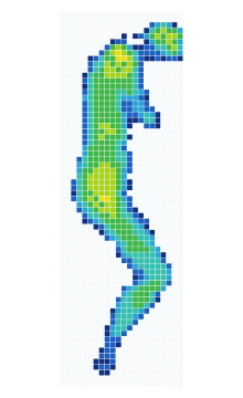 Cell-grid pressure distribution recorded while side sleeping on the Westin Heavenly Bed