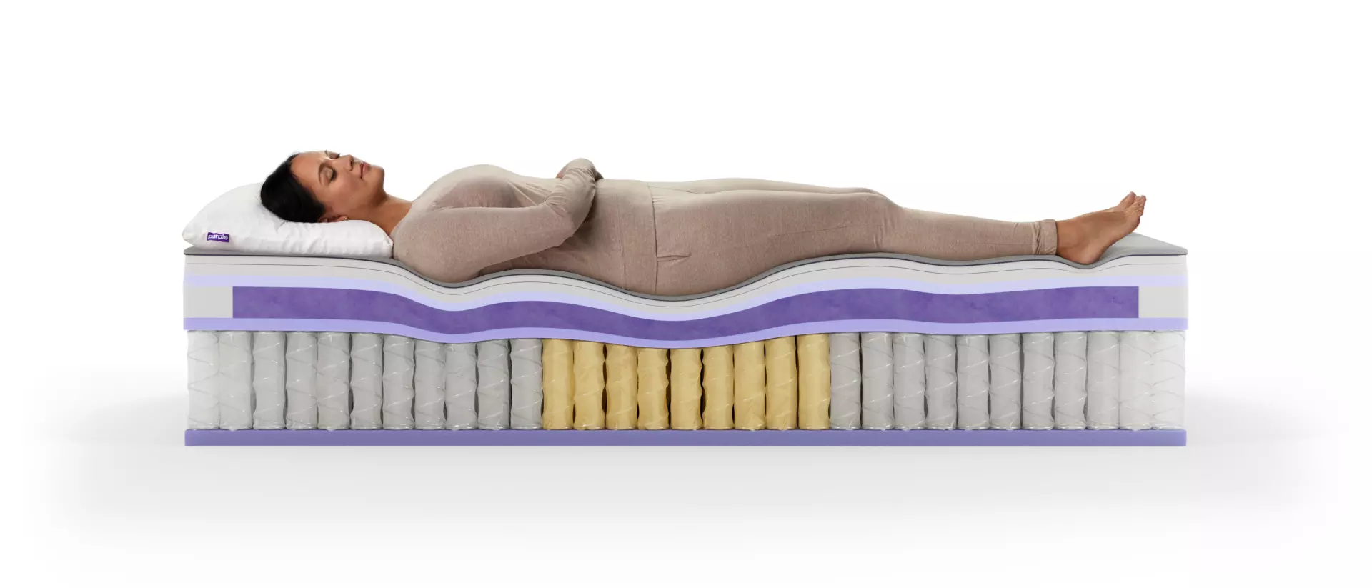 A woman sleeping on Purple Rejuvenate mattress