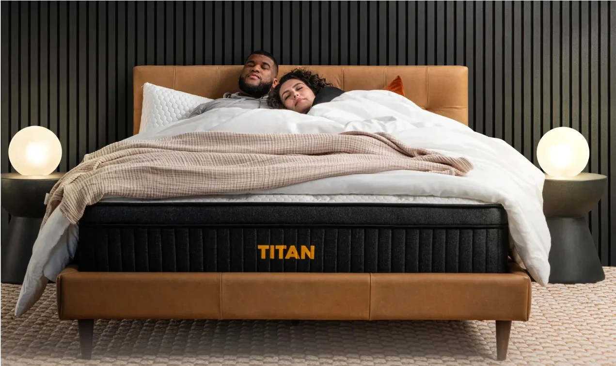 two reviewers sleeping on Titan Plus Luxe mattress